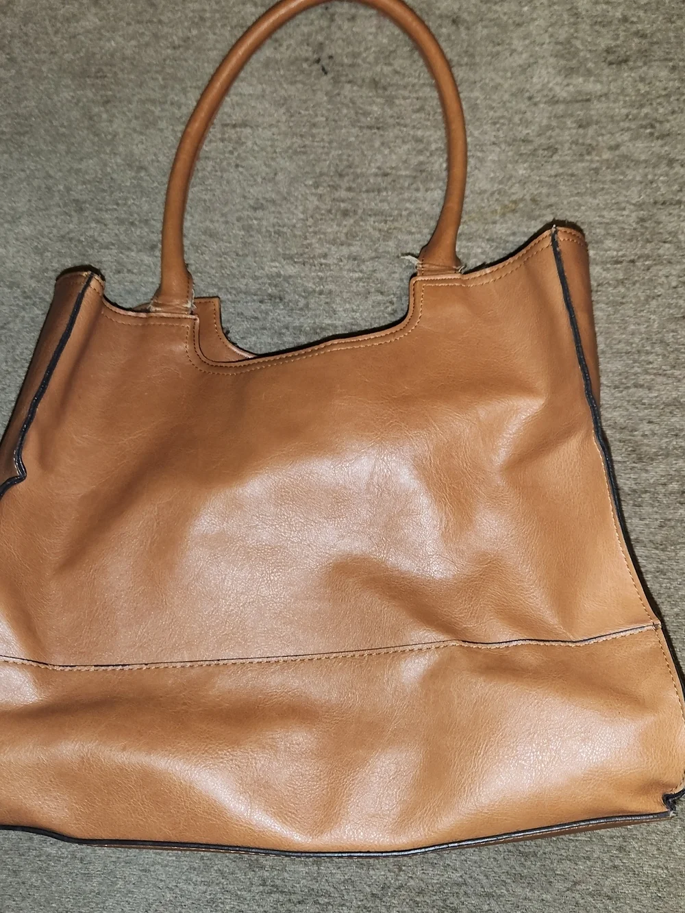 Brown Faux Leather Tote